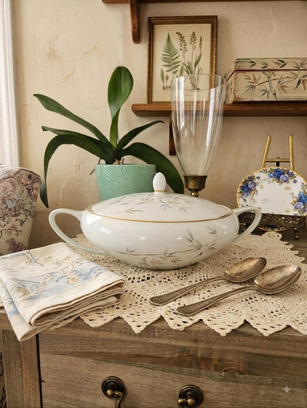 Mid-Century Wentworth Fine China Tropicana Covered Tureen